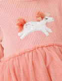 Unicorn Appliqué Mesh Long Sleeve Dress - CCMOM