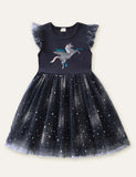 Unicorn Embroidered Mesh Dress - CCMOM