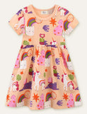 Unicorn Rainbow Printed Dress - CCMOM