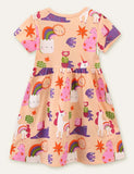 Unicorn Rainbow Printed Dress - CCMOM