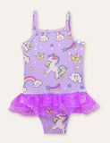 Unicorn Rainbow Printed Mesh Swimsuit - CCMOM