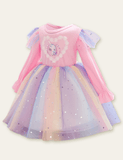 Unicorn Rainbow Sequin Gauze Princess Dress - CCMOM