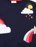 Unisex Rainbow Appliqué Raindrop Embroidered Sweatshirt - CCMOM