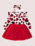 Heart Printing Tulle Dress - CCMOM